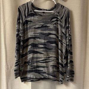 Buffalo David Bitton Gray and Black Long Sleeve Top